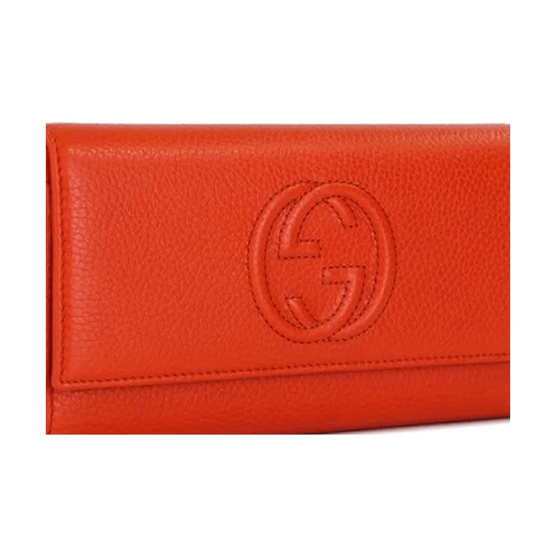 GUCCI Soho Leather Wallet Women's Orange Red-4