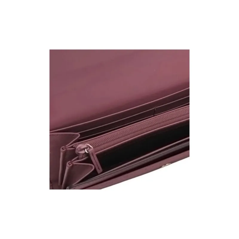 GUCCI Leather Long Zip Closure Wallet Women's Purple-3