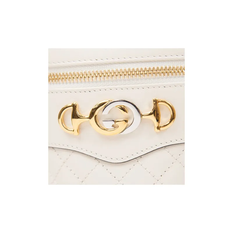 GUCCI Leather Cylinder Bag Fanny Pack Clutch Shoulder Bag Crossbody Bag Women's Ecru-3
