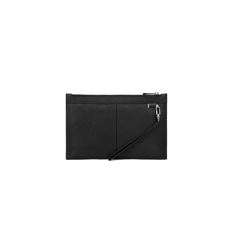 ELLE HOMME Top Grain Cow Leather Envelope Bag Handheld Bag Clutch Men's Black-2