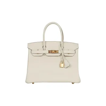 HERMES Birkin TOGO Leather, Cow Leather Birkin Bag Handbag Regular Women's 0T Mushroom White