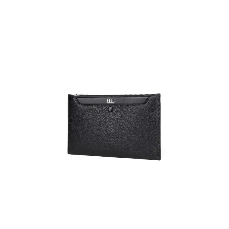 ELLE HOMME Top Grain Cow Leather Handheld Bag Envelope Bag Clutch Men's Black-1