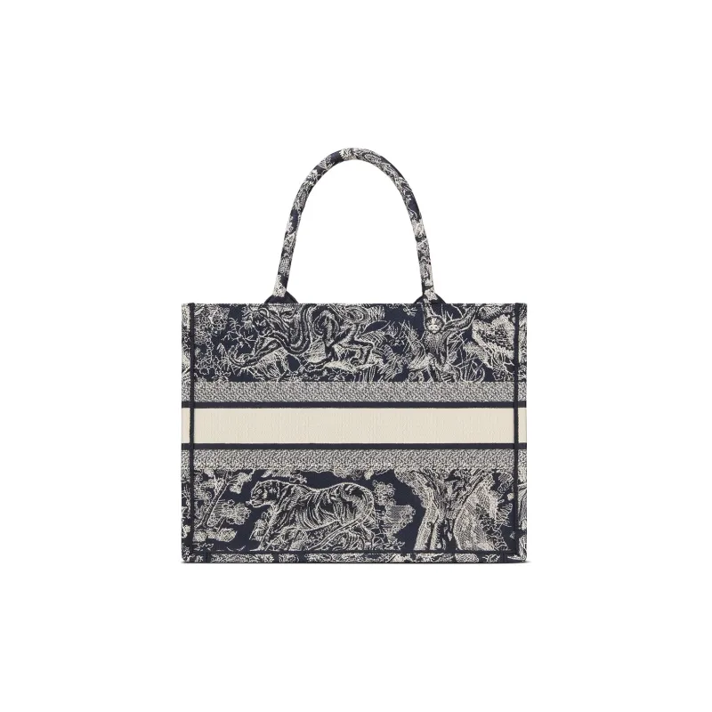DIOR Medium DIOR Book Tote-Blue And Ecru Toile De Jouy Reverse Embroidery-2