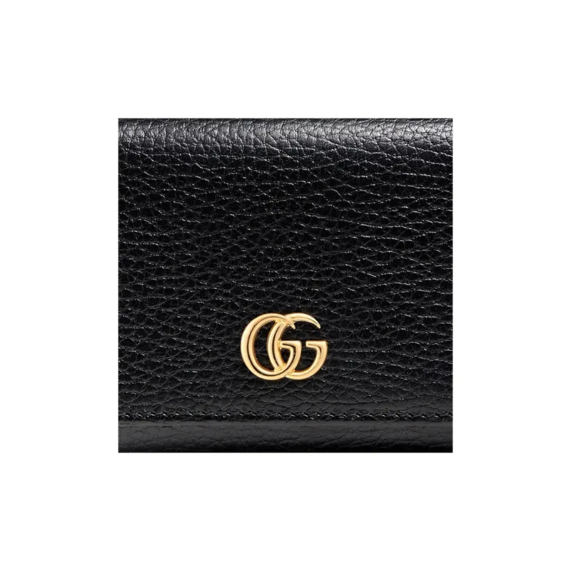 GUCCI Leather Cropped Foldable Wallet Women's Black-5