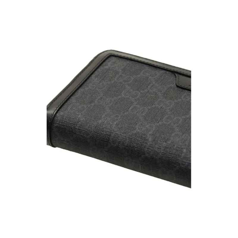 GUCCI Coated Canvas With Leather Wallet Regular Unisex Black Gray Color-4