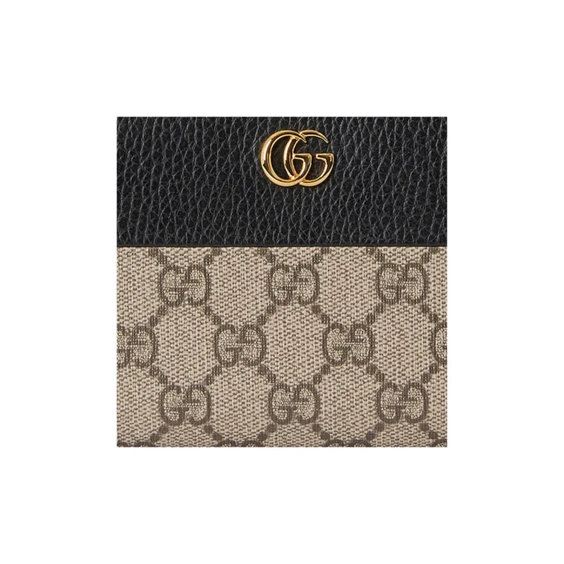 GUCCI Marmont Canvas With Leather Wallet Women's Ebony/Black-4