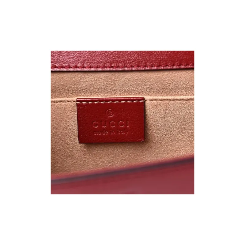 GUCCI Rajah Leather Portable Crossbody Bag Shoulder Bag Women's Red-5