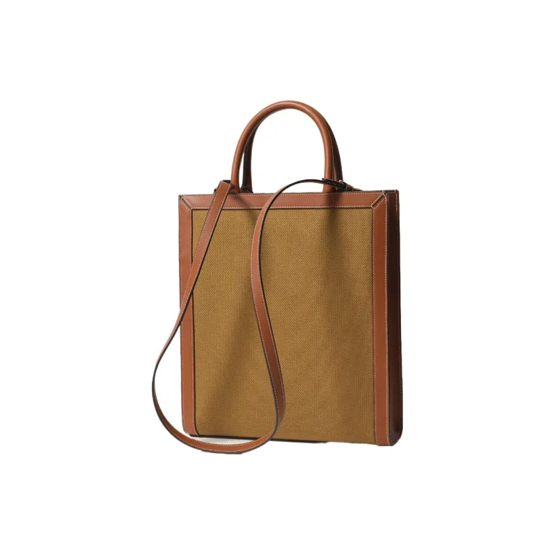 CELINE Cabas Cotton Tote Bag, Shopping Bag, Crossbody Bag, Shoulder Bag, Handbag Trumpets Women's Tan-1