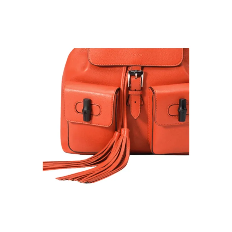 GUCCI Leather Backpack Women's Orange-4