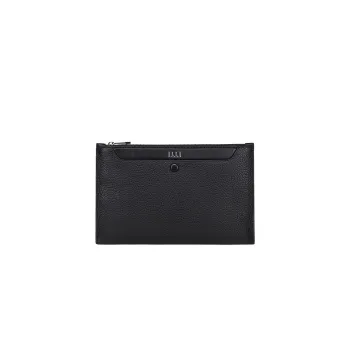 ELLE HOMME Top Grain Cow Leather Handheld Bag Envelope Bag Clutch Men's Black