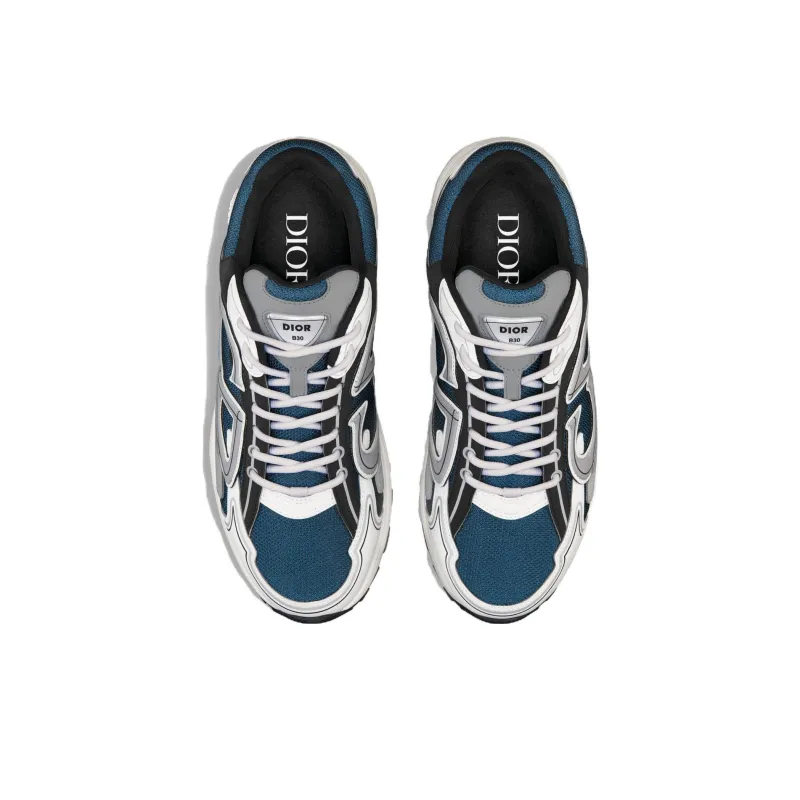 DIOR B30 Low Top Casual Shoes Men's Blue Gray-3