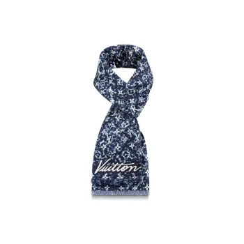 LOUIS VUITTON PLAY MNG POINTILLISM Knit Scarves Unisex Dark Blue