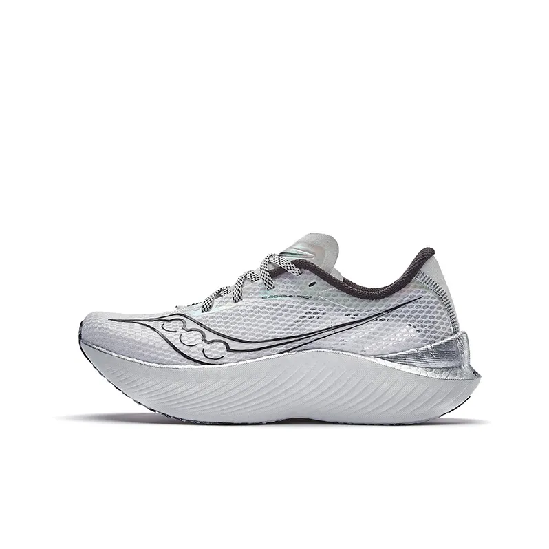 Saucony Endorphin Pro 3 Cushioning Low Top Carbon Plate Marathon Running Shoes Women's White Black-0