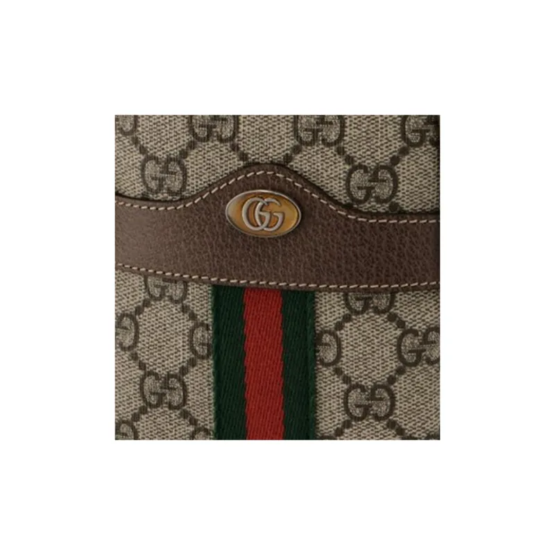 GUCCI Ophidia Canvas With Leather Shoulder Bag Unisex Ebony/Brown-5