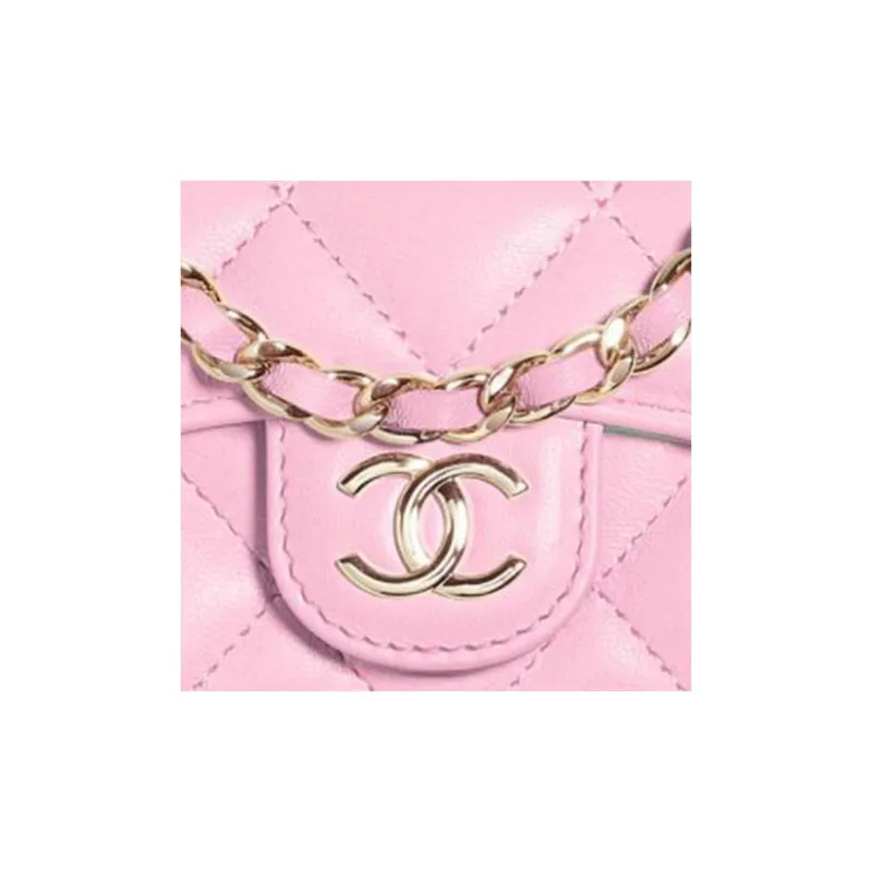 CHANEL Sheepskin Coin Purse, Mini Bag, Handbag, Shoulder Bag, Crossbody Bag Mini Women's Pink Green Multicolor-4