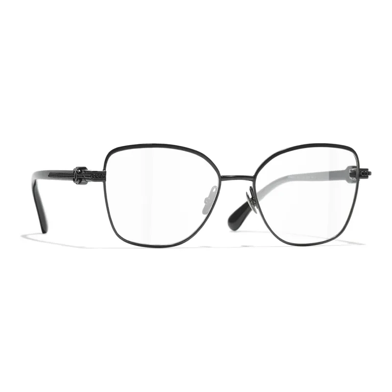 CHANEL Alloy Acetate Metal Irregular Shape Eyeglass Frames Men's Black-1