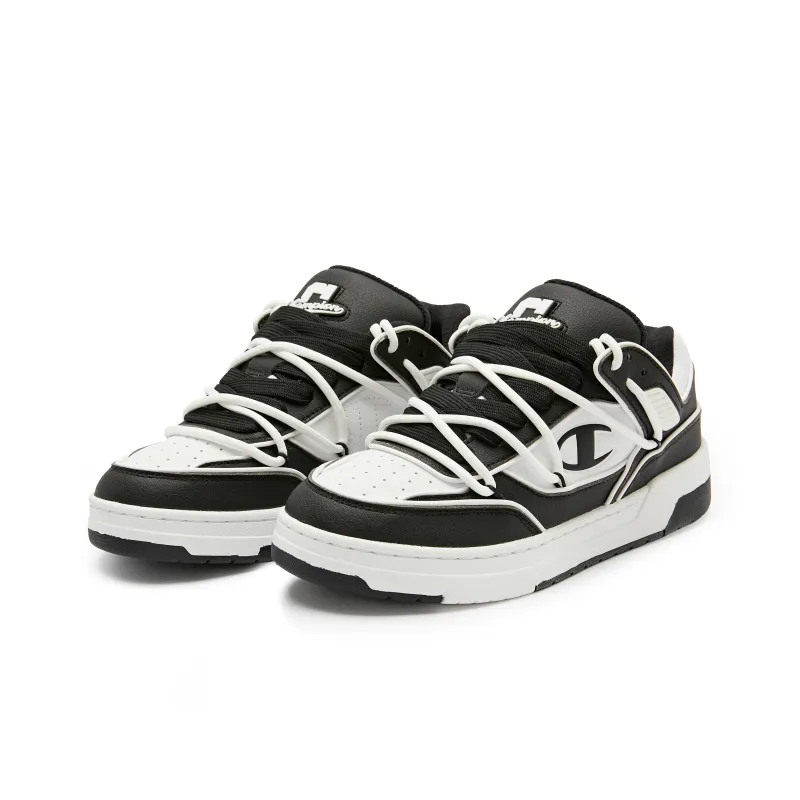 Champion Low Top Skateboard Shoes Unisex Black White-2