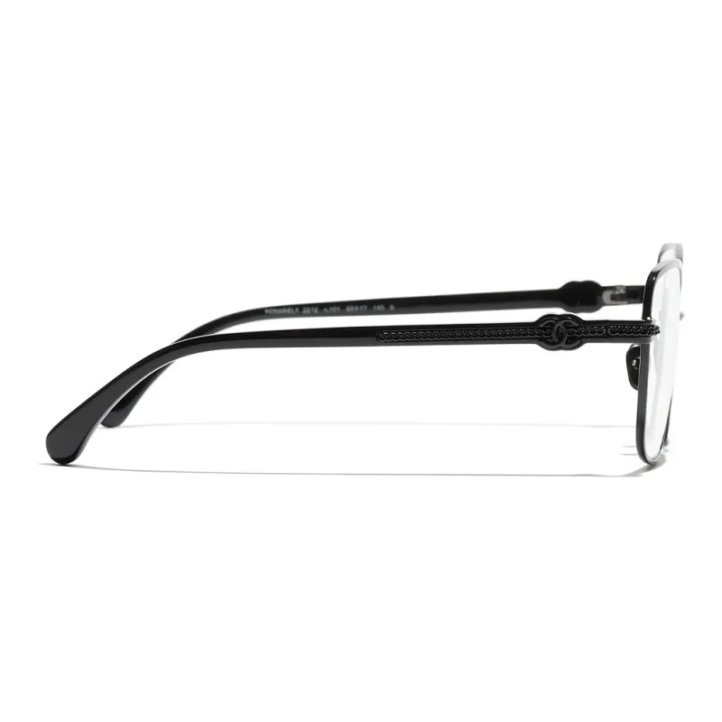 CHANEL Alloy Acetate Metal Irregular Shape Eyeglass Frames Men's Black-2
