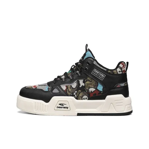 DEERWAY Skateboard Shoes Men High-Top Black