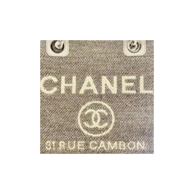 CHANEL Fabric Woven Beach Bag, Tote Bag, Shopping Bag, Shoulder Bag, Handbag Women's Brown Gray-1