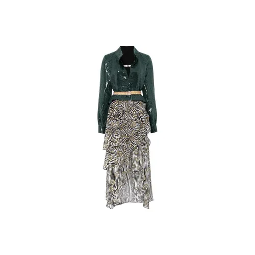 Duffy fashion Two Piece Skirt Sets Women's Green+Tawny