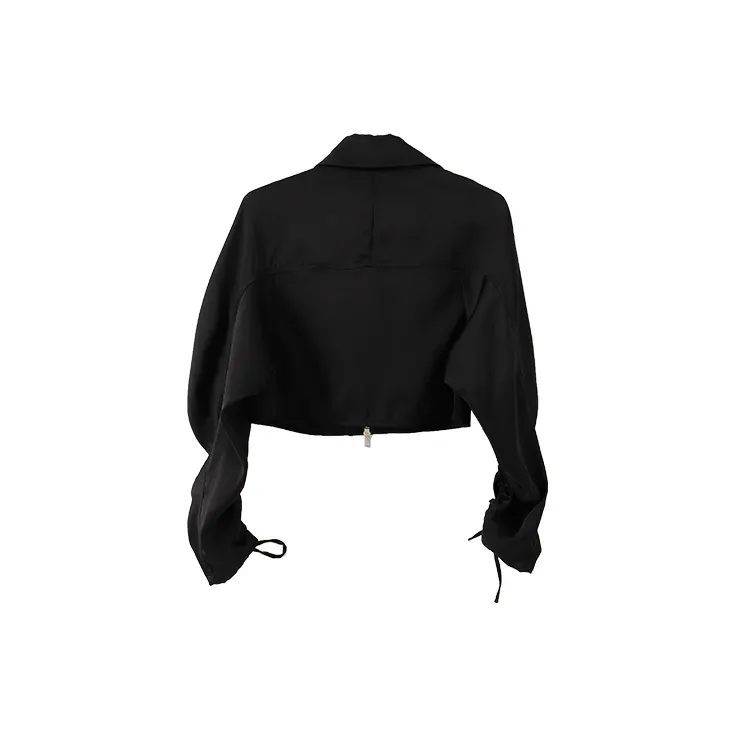 YUMOMO STAR Cropped Coats Women's Elegant Black-1