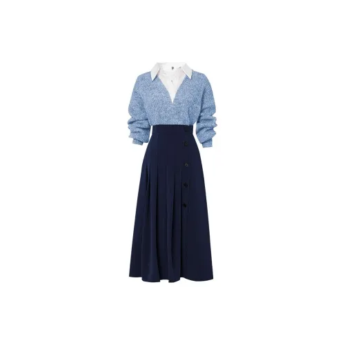 Duffy fashion Two Piece Skirt Sets Women's Blue