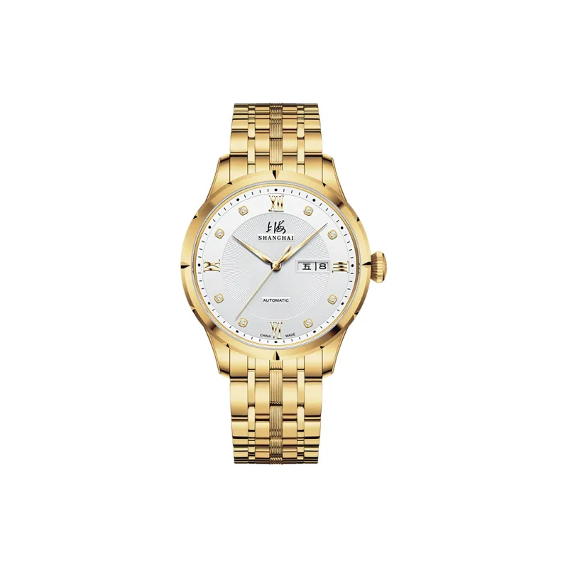 SHANGHAI National Automatic Mechanical Movement Steel Strap Watch Unisex White Dial-33