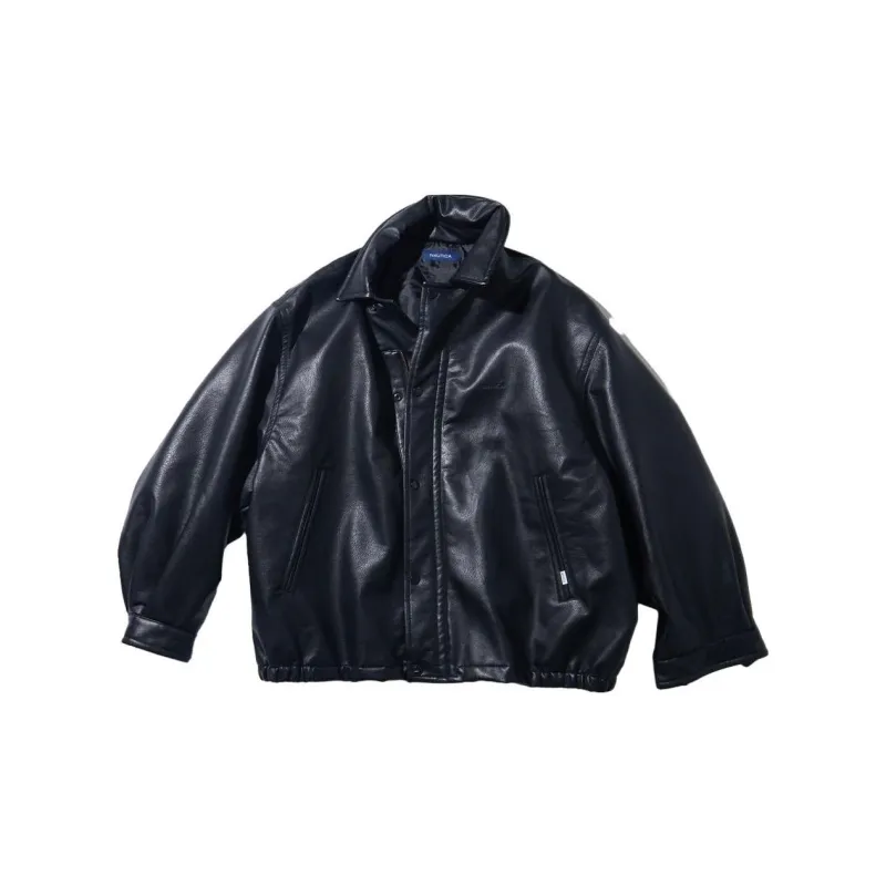 NAUTICA JAPAN Leather Jackets Men Black - POIZON