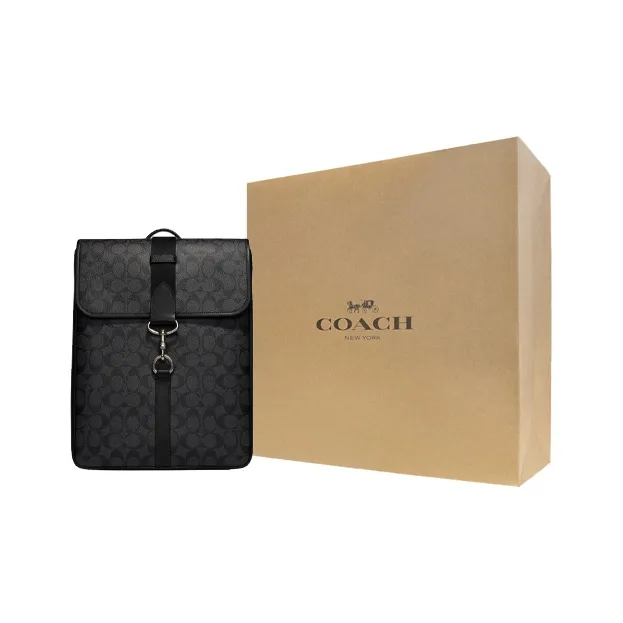 COACH Canvas With Leather Laptop Bag Backpack Tubas Men's Black-6