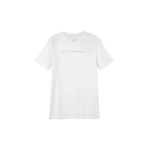 EMPORIO ARMANI EA7 T-Shirts Women's White Silver