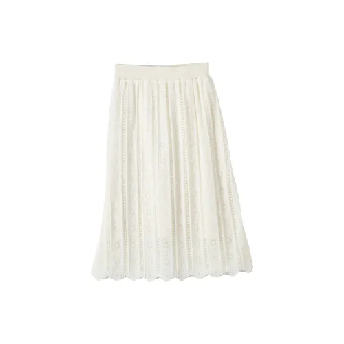 XIANGYING Casual Long Skirts Women's Beige