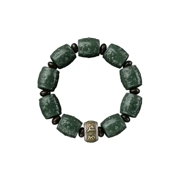 Moonstone Edge Hetian Jade Bracelets Men's Green Jade