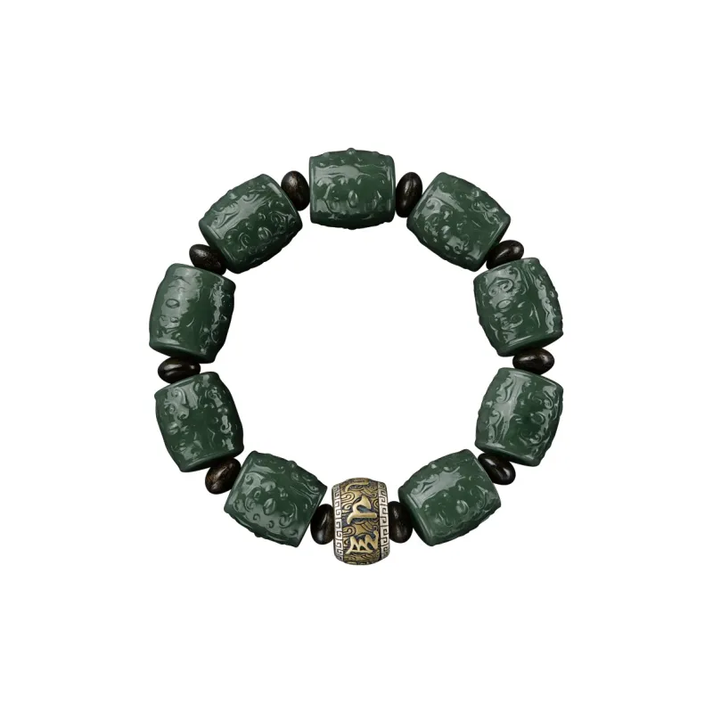 Moonstone Edge Hetian Jade Bracelets Men's Green Jade-0