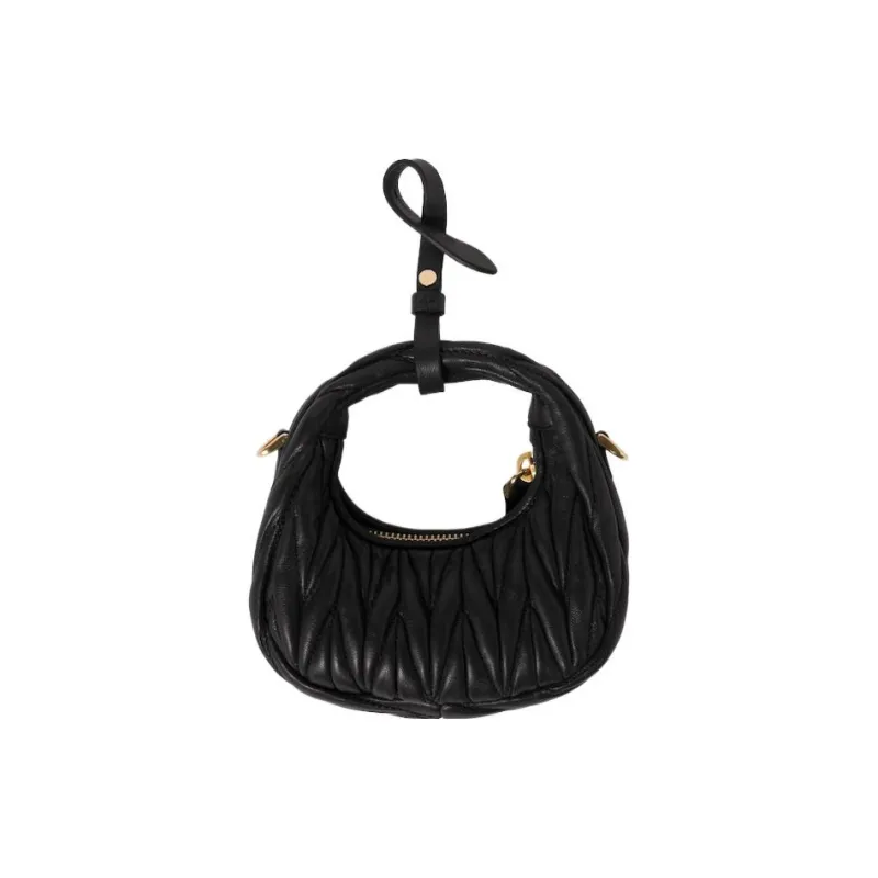 MIU MIU Wander Matelasse Nappa Leather Mini Hobo Black-2