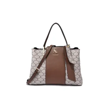 RED DRAGONFLY Patched With Artificial Leather Crossbody Bag, Tote Bag, Shopping Bag, Handbag Tubas Women's Light Gray