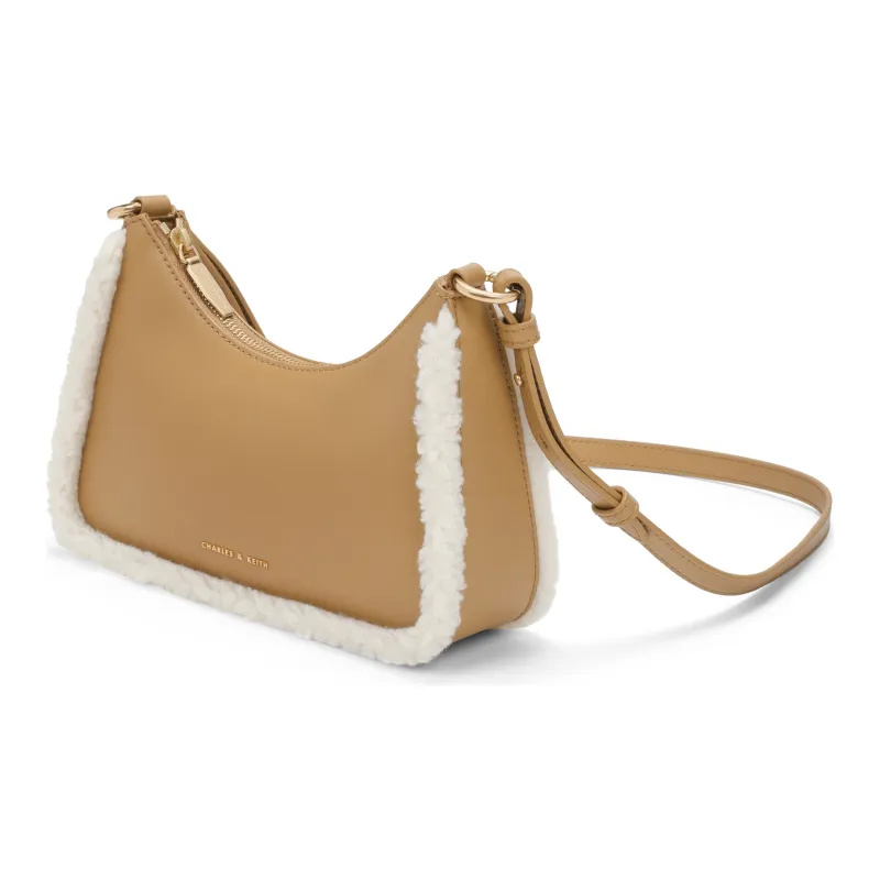 CHARLES&KEITH PU Portable Shoulder Bag Crossbody Bag Small Size Women's Pink Pink/Camel Camel-6