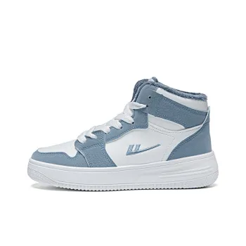 Warrior Insulated Fleece Lined Shoe Warm Wear Resistant Lightweight High Top Skateboard Shoes Unisex White Blue