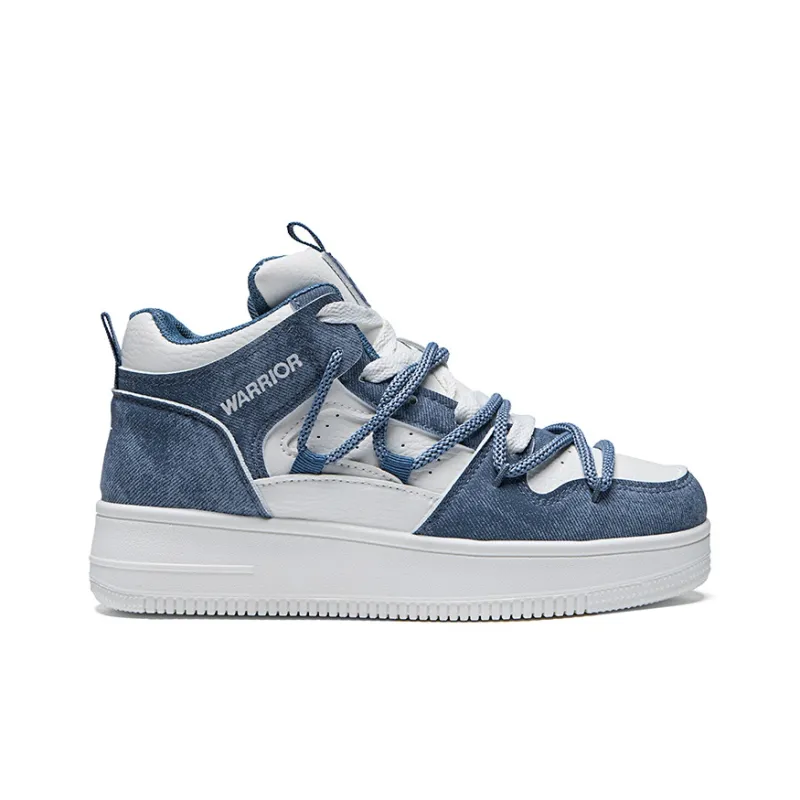 Warrior Wear resistant And Lightweight High Top Skateboard Shoes Unisex Beige Blue-1