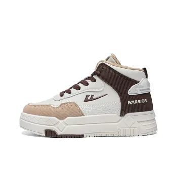 Warrior Double Cotton Fleece Lined Warm Wear Resistant Lightweight High Top Skateboard Shoes Unisex Beige Brown