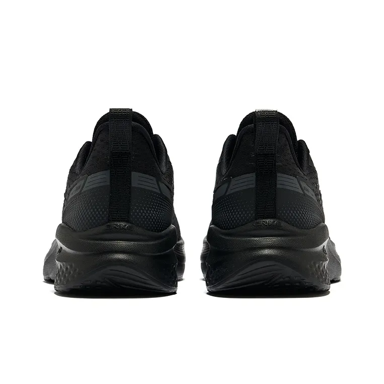 Erke Fly Cushioning Wear Resistant Low Top Running Shoes Men's Jet Black-3