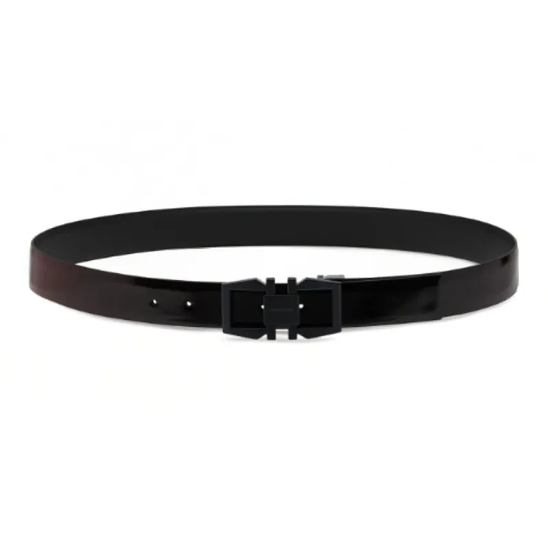 FERRAGAMO Geometric Styling Gancio Buckle With Smooth Surface Leather Belts Men's Red Width: 3.2CM-1