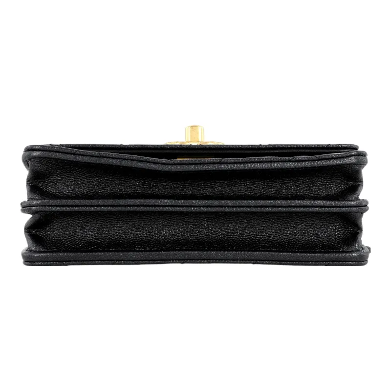 CHANEL WOC Grain Caviar Cow Leather Cell Phone Pouch, Crossbody Bag, Shoulder Bag Women's Black-3