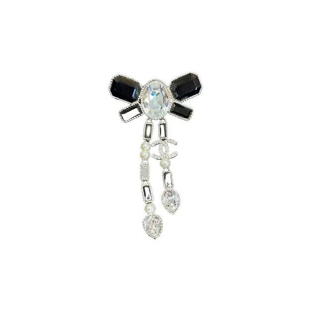 CHANEL Pearl Brooches Women's Black/Silver-0