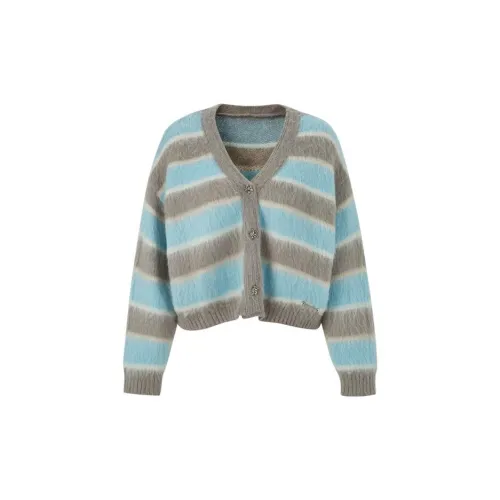 LA.F LAFREEDOM Sweaters Women's Blue Gray Stripes