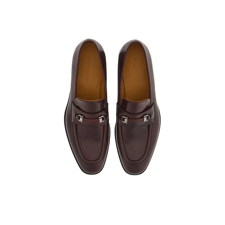 FERRAGAMO Gancio-plaque Leather Loafers-3