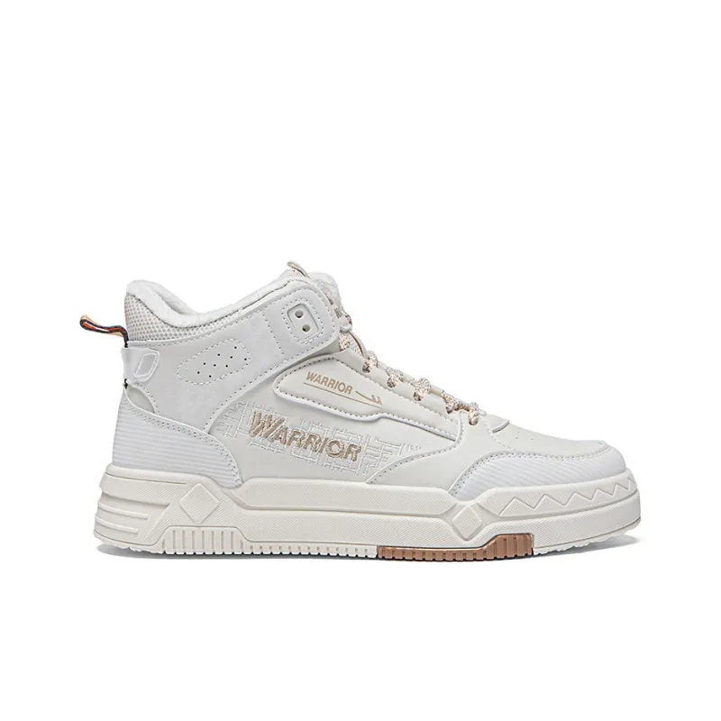 Warrior Thickened And Fleece Lined Cotton Blend Warm High Top Skateboard Shoes Men's Beige-1