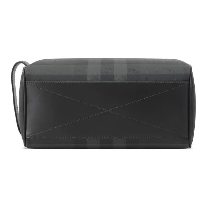Burberry Polyurethane Travel Storage Bag Clutch Men's Charcoal Gray-4
