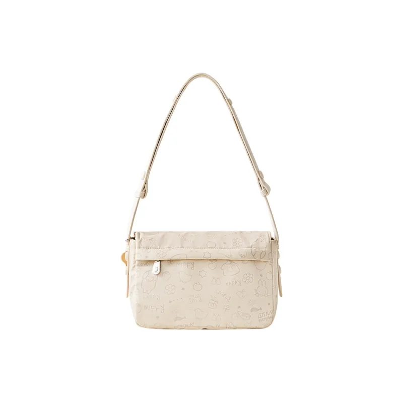 Miffy Waterproof Cloth Tote Bag Shopping Bag Shoulder Bag One Shoulder Crossbody Bag Medium Size Women's Khaki/Ecru-3