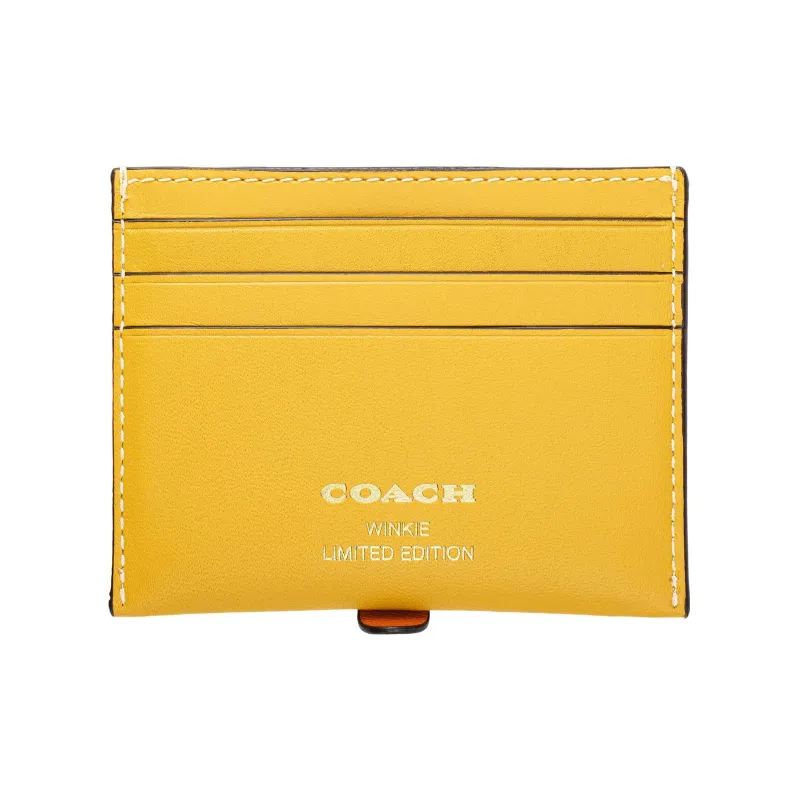 COACH Card Case Cow Leather Coin Purse, Card Holder Mini Women's Canary Yellow-2